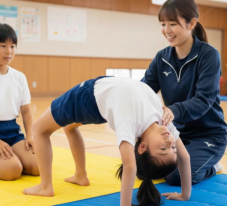 マット運動指導の様子